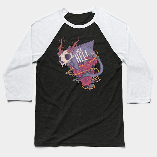 Go to Hell Kitten Baseball T-Shirt by Jess Adams